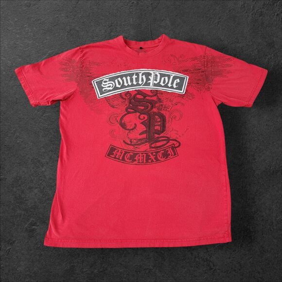Southpole Authentic‎ Collection MCMXCI Patch T-Shirt Men's 2XL Wings Y2K Red - Picture 1 of 5